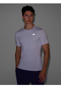 4f - 4F Koszulka do biegania slim szybkoschnąca męska - szara XXL. Kolor: szary. Materiał: dzianina, włókno, syntetyk, materiał, elastan. Długość rękawa: krótki rękaw. Długość: krótkie. Wzór: gładki, ze splotem, jednolity. Sport: fitness, bieganie