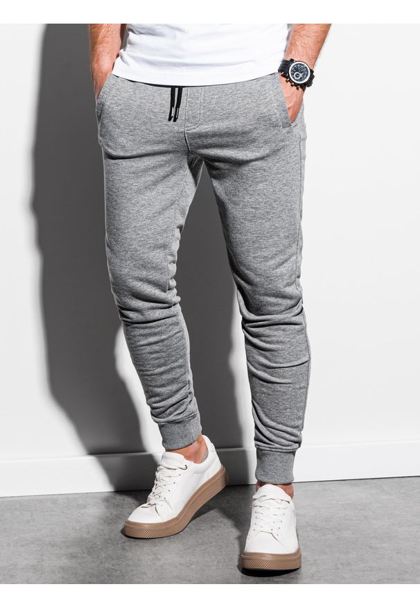 Szare spodnie Ombre Clothing melanż, klasyczne