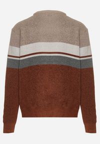 Born2be - Beżowy Sweter z Wełną z Eleganckim Kołnierzykiem Koszulowym Espalea. Typ kołnierza: kołnierzyk koszulowy. Kolor: beżowy. Materiał: wełna. Wzór: aplikacja. Styl: elegancki