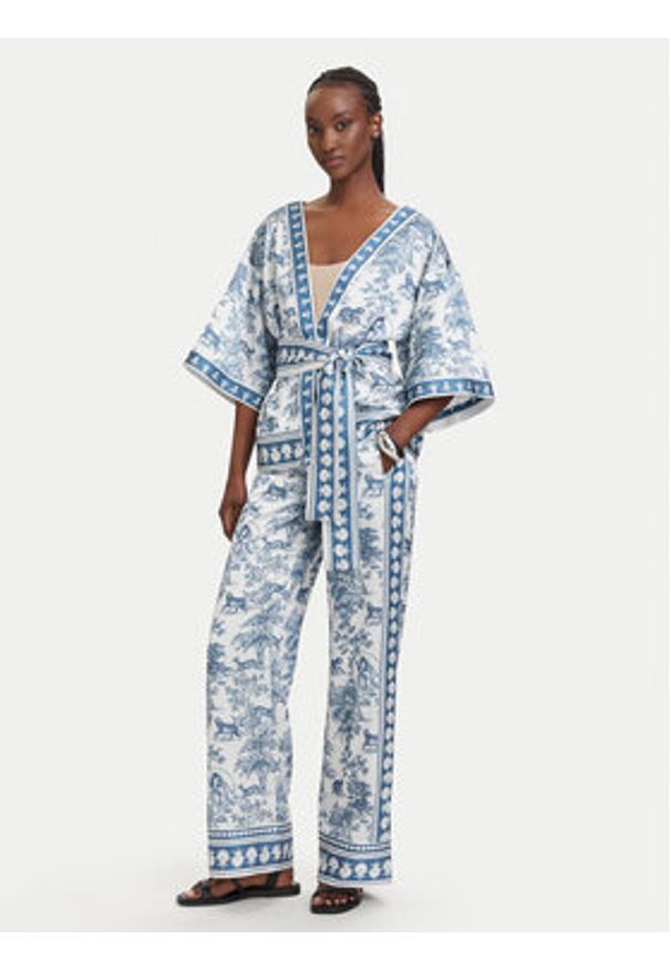 Fracomina Spodnie palazzo FS26SV3015W459K5 Niebieski jasny Flare Fit. Kolor: niebieski. Materiał: syntetyk