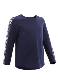 DOMYOS - Koszulka z długim rękawem dla maluchów Domyos 100. Kolor: niebieski, beżowy, wielokolorowy. Materiał: bawełna, materiał, elastan. Długość rękawa: długi rękaw. Długość: długie