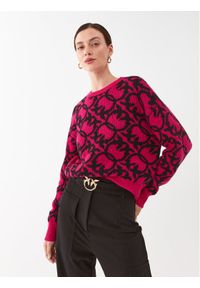 Pinko Sweter Lepre 101574 A11F Różowy Relaxed Fit. Kolor: różowy. Materiał: syntetyk