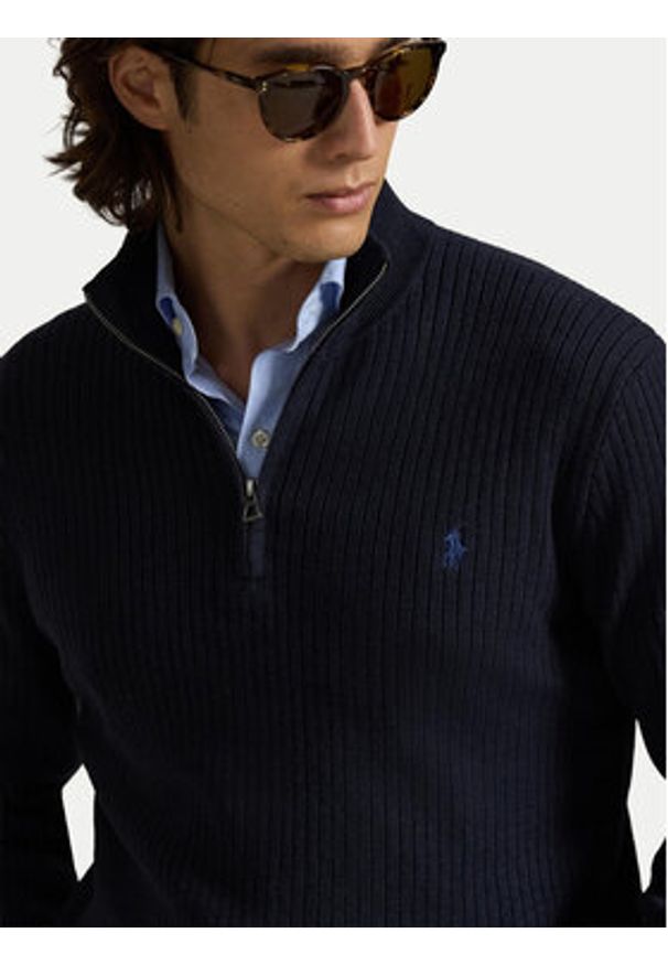 Polo Ralph Lauren Sweter 710979101001 Granatowy Regular Fit. Typ kołnierza: polo. Kolor: niebieski. Materiał: bawełna