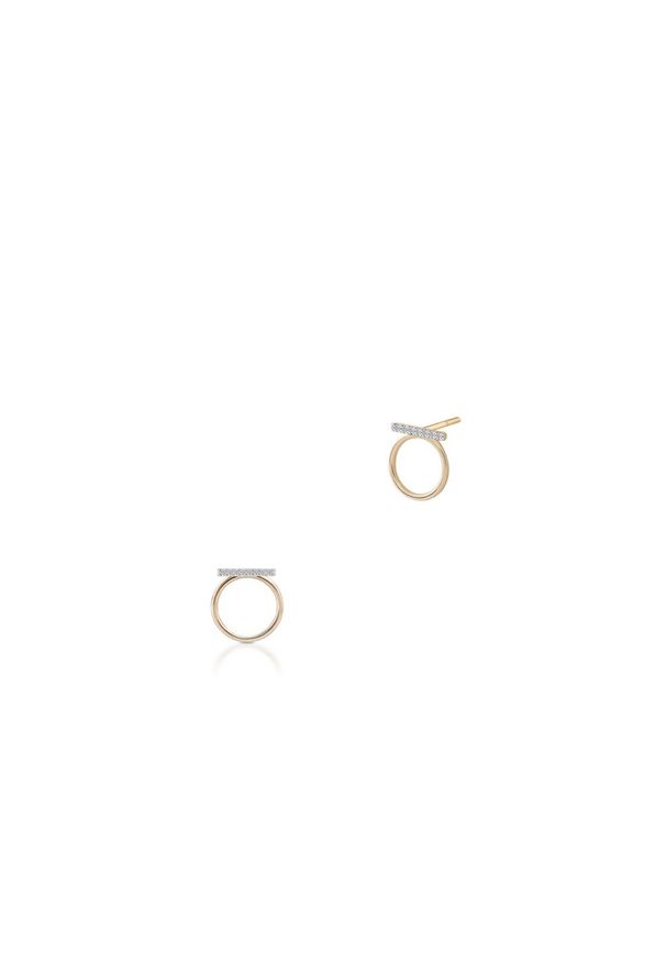 W.KRUK Unikalne Kolczyki Złote - złoto 375, Diament 0,04ct - ZHX/KB+02BK. Materiał: złote. Kolor: złoty. Wzór: aplikacja. Kamień szlachetny: diament