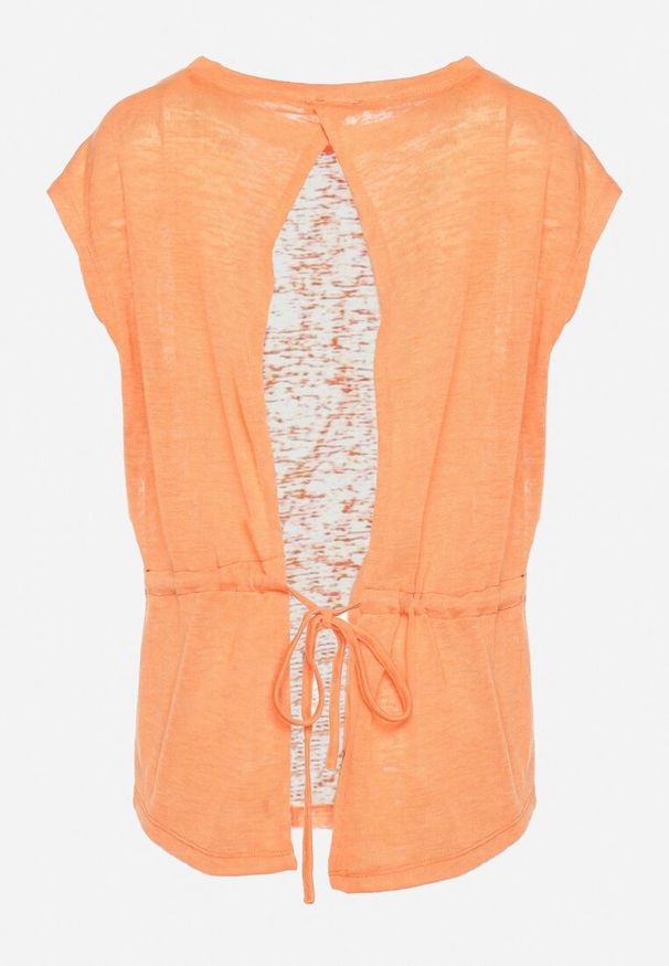 Born2be - Pomarańczowy Top bez Rękawów z Regulacją w Talii Wiązany z Rozcięciem na Plecach Tiimadel. Okazja: na co dzień. Kolor: pomarańczowy. Długość rękawa: bez rękawów. Styl: klasyczny, casual, elegancki