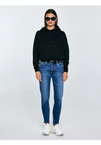Big-Star - Bluza damska z kapturem czarna Susana 906. Typ kołnierza: kaptur. Kolor: czarny. Materiał: bawełna, poliester, żakard