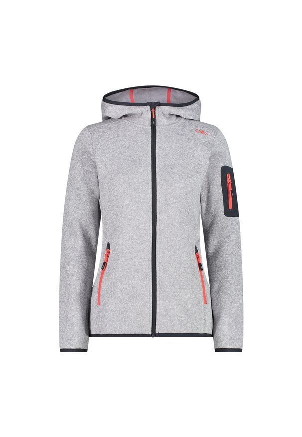 Polar z kapturem dla kobiet CMP. Typ kołnierza: kaptur. Kolor: czerwony, szary, wielokolorowy. Materiał: polar. Sport: turystyka piesza
