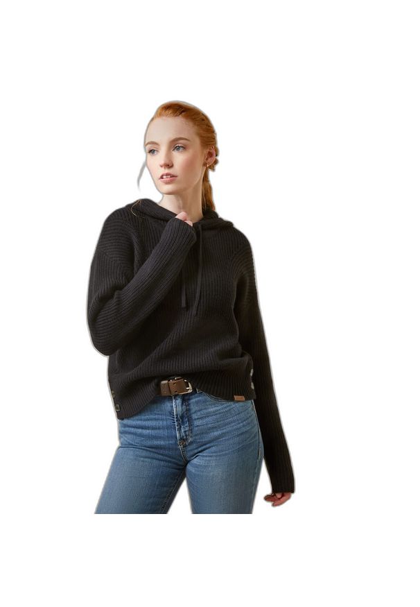 Bluza z kapturem damska Ariat Los Altos. Typ kołnierza: kaptur. Kolor: czarny. Materiał: wełna, polar. Sezon: zima