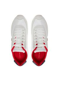 TOMMY HILFIGER - Tommy Hilfiger Sneakersy Flag Heritage Runner FW0FW08077 Biały. Kolor: biały. Materiał: zamsz, skóra #4