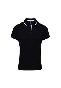 PREMIER - Damska Koszulka Polo Coolchecker W Kontrastowym Kolorze. Typ kołnierza: polo. Kolor: czarny, wielokolorowy, biały #1