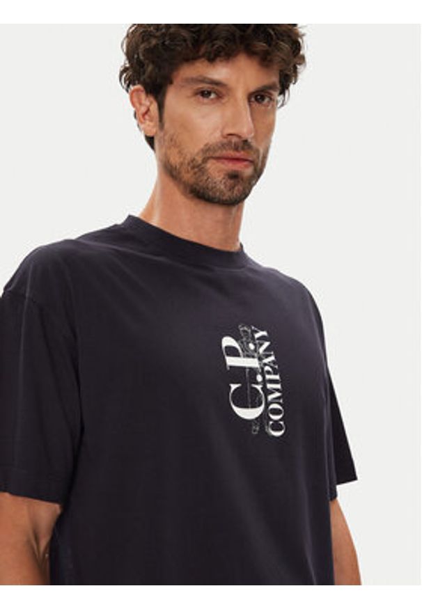 C.P. Company T-Shirt 19CMTS092A005100W Granatowy Regular Fit. Kolor: niebieski. Materiał: bawełna
