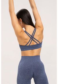 GYM GLAMOUR - Stanik fitness cardio damski Gym Glamour seamless dark. Kolor: niebieski. Sport: fitness