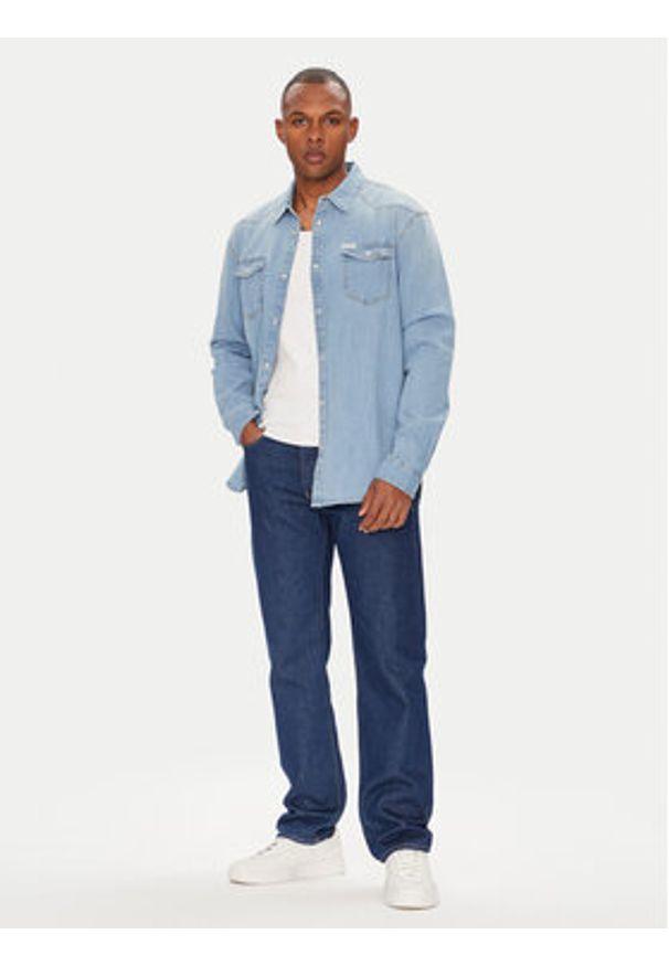 Guess Koszula jeansowa M4GH02 D3PF5 Niebieski Slim Fit. Kolor: niebieski. Materiał: bawełna