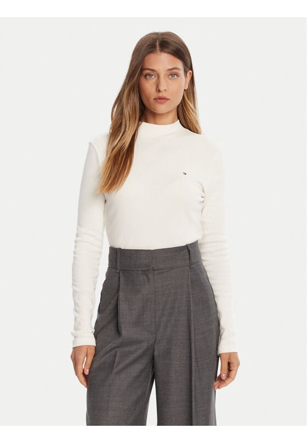 TOMMY HILFIGER - Tommy Hilfiger Sweter Cody WW0WW47307 Écru Slim Fit. Materiał: bawełna