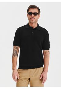 Pako Lorente - PAKO LORENTE – Czarne polo swetrowe. Okazja: na co dzień. Typ kołnierza: polo. Kolor: czarny, beżowy. Materiał: bawełna. Styl: casual