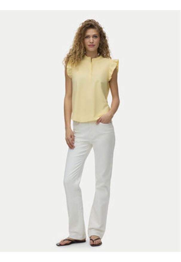 Vero Moda Bluzka Selma 10345667 Żółty jasny Regular Fit. Kolor: żółty. Materiał: bawełna