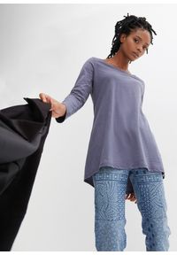 bonprix - Bawełniana bluzka z długim rękawem. Kolor: niebieski. Materiał: bawełna. Długość rękawa: długi rękaw. Długość: długie #1