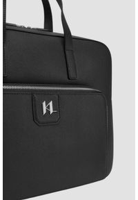 Karl Lagerfeld - KARL LAGERFELD Czarna skórzana aktówka męska z logo. Kolor: czarny. Materiał: skóra #2