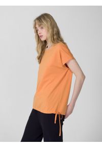 outhorn - T-shirt oversize damski - pomarańczowy. Okazja: na co dzień. Kolor: pomarańczowy. Materiał: bawełna. Styl: casual