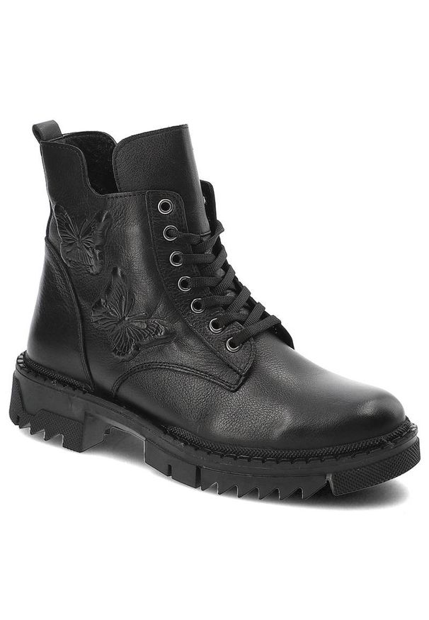 Czarne Botki Artiker Eleganckie Skórzane Buty. Kolor: czarny. Materiał: skóra. Styl: elegancki