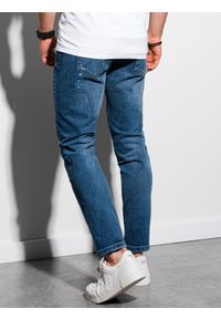 Ombre Clothing - Spodnie męskie jeansowe z przetarciami SLIM FIT P935 - niebieskie - XXL. Kolor: niebieski. Materiał: jeans #3