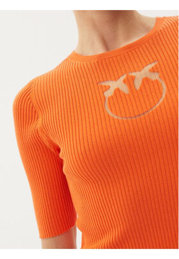 Pinko - PINKO Sweter Tritone 102017 A1KW Pomarańczowy Slim Fit. Kolor: pomarańczowy. Materiał: bawełna