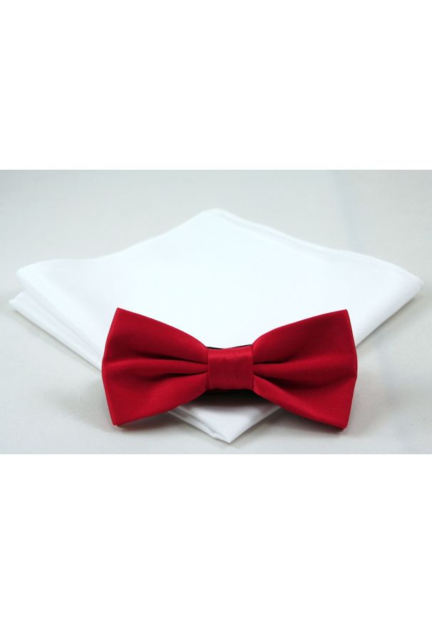 Stylowa mucha + poszetka - Chattier. Kolor: czerwony. Styl: elegancki