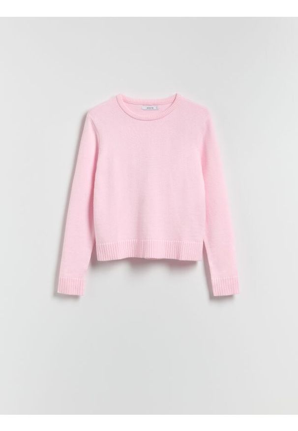 Reserved - Sweter z wiskozą - różowy. Kolor: różowy. Materiał: wiskoza