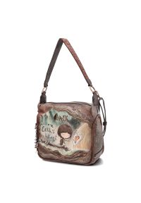 Brązowa Torebka Anekke Modna Listonoszka Damska. Kolor: brązowy. Wzór: napisy. Materiał: skórzane. Styl: casual. Rodzaj torebki: na ramię #8