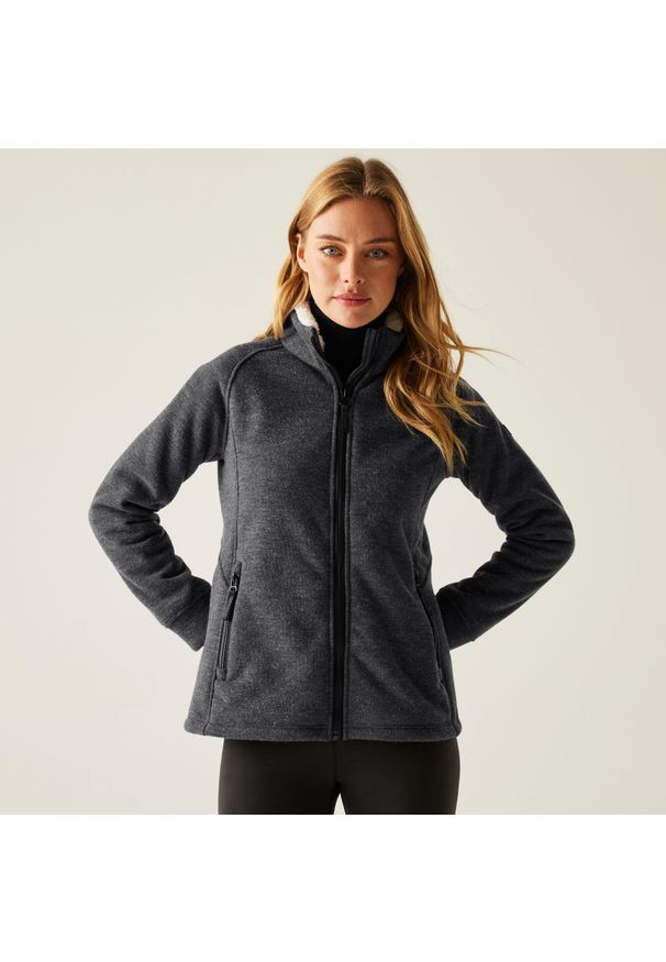 Regatta - Polar damski rozsuwany Emilde. Kolor: szary. Materiał: polar. Wzór: melanż. Sport: turystyka piesza
