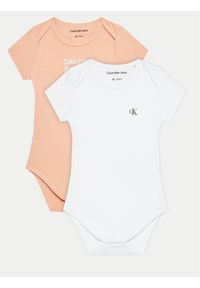 Calvin Klein Jeans Komplet 2 par body dziecięcych Inst. Grid Logo Ss Body Set IN0IN00208 Biały Regular Fit. Kolor: biały. Materiał: bawełna