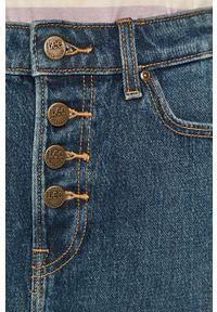 Lee Spódnica jeansowa kolor granatowy. Okazja: na co dzień. Stan: podwyższony. Kolor: niebieski. Materiał: jeans. Styl: casual