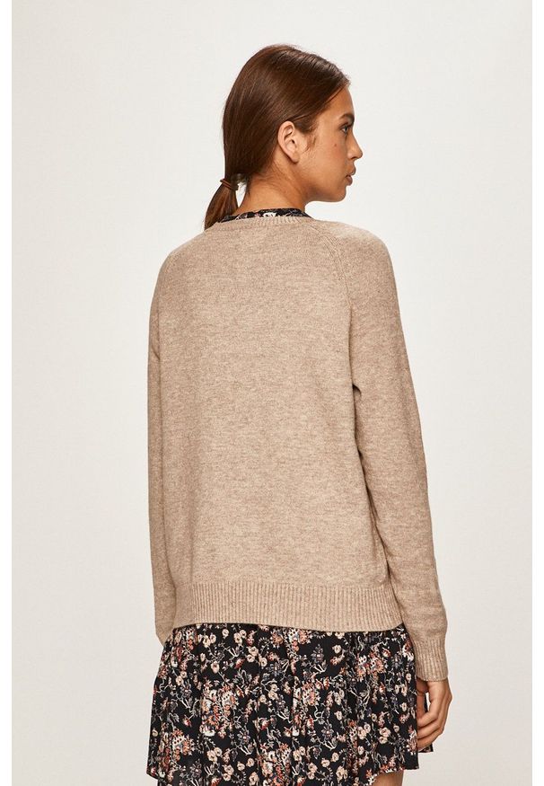 only - Only - Sweter. Kolor: beżowy. Materiał: dzianina, materiał. Długość rękawa: raglanowy rękaw. Wzór: gładki