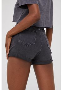Answear Lab szorty jeansowe damskie kolor czarny gładkie high waist. Stan: podwyższony. Kolor: czarny. Materiał: jeans. Wzór: gładki. Styl: wakacyjny #3