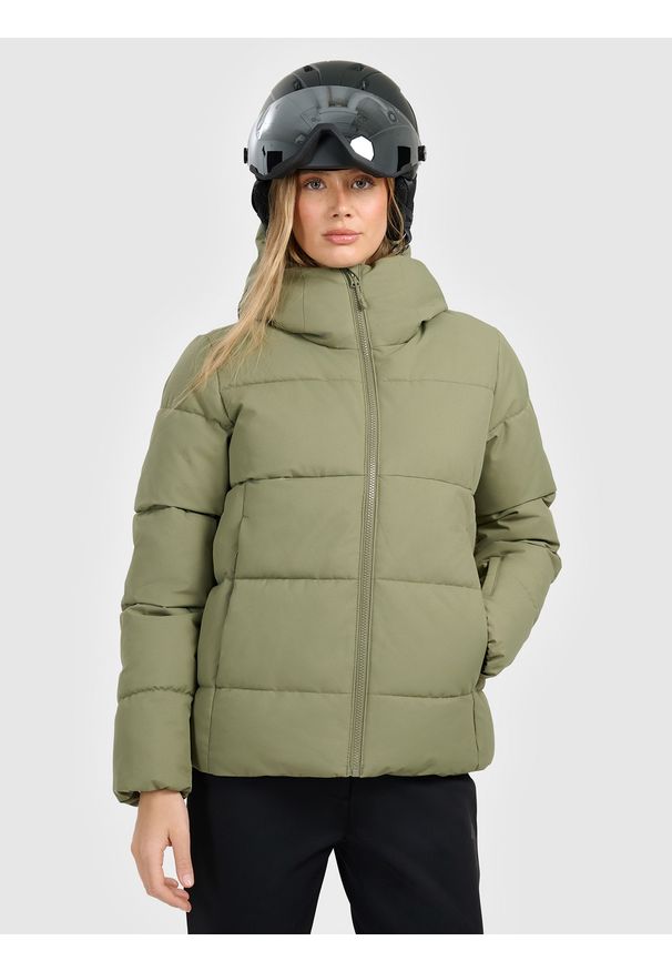 4f - 4F Kurtka narciarska membrana 5000 damska - khaki XXL. Kolor: oliwkowy, brązowy, wielokolorowy. Materiał: poliester. Wzór: gładki. Sezon: zima