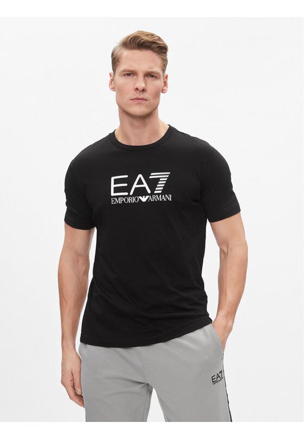 EA7 Emporio Armani T-Shirt 3DPT71 PJM9Z 1200 Czarny Regular Fit. Kolor: czarny. Materiał: bawełna