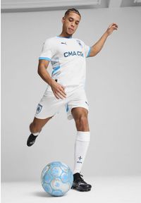 Puma - Męskie szorty Olympique Marsylia 24/25 PUMA White Bleu Azur Blue. Kolor: biały, wielokolorowy, niebieski. Sport: piłka nożna