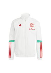 Bluza piłkarska męska Adidas Manchester United Tiro 23 Presentation. Kolor: biały. Materiał: materiał. Sport: piłka nożna