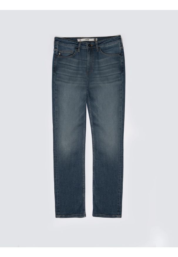 Big-Star - Jeansy męskie dopasowane granatowe Terry High Waist 329. Okazja: na co dzień. Stan: podwyższony. Kolor: niebieski. Styl: klasyczny, casual