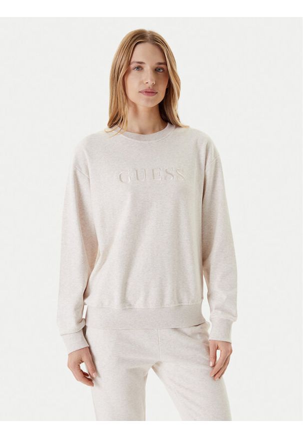 Guess Bluza O5RQ03 KCO31 Beżowy Regular Fit. Kolor: beżowy. Materiał: bawełna