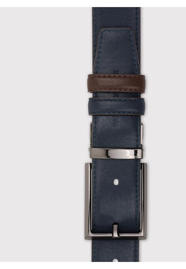Pako Lorente - PAKO LORENTE – Dwustronny skórzany pasek męski. Materiał: skóra