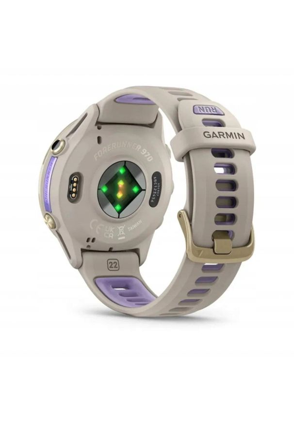IFIT ICON - Garmin Forerunner® 970 Soft Gold Titanium with French Grey Case and French Grey/Translucent Indigo Band