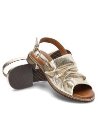 Złote Sandały Artiker Skórzane Eleganckie Buty. Okazja: na co dzień. Kolor: złoty. Materiał: skóra. Sezon: lato. Styl: elegancki #5