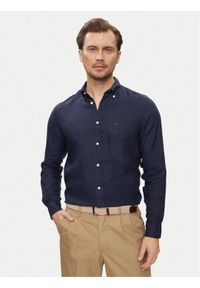 TOMMY HILFIGER - Tommy Hilfiger Koszula MW0MW34602 Granatowy Regular Fit. Kolor: niebieski. Materiał: len