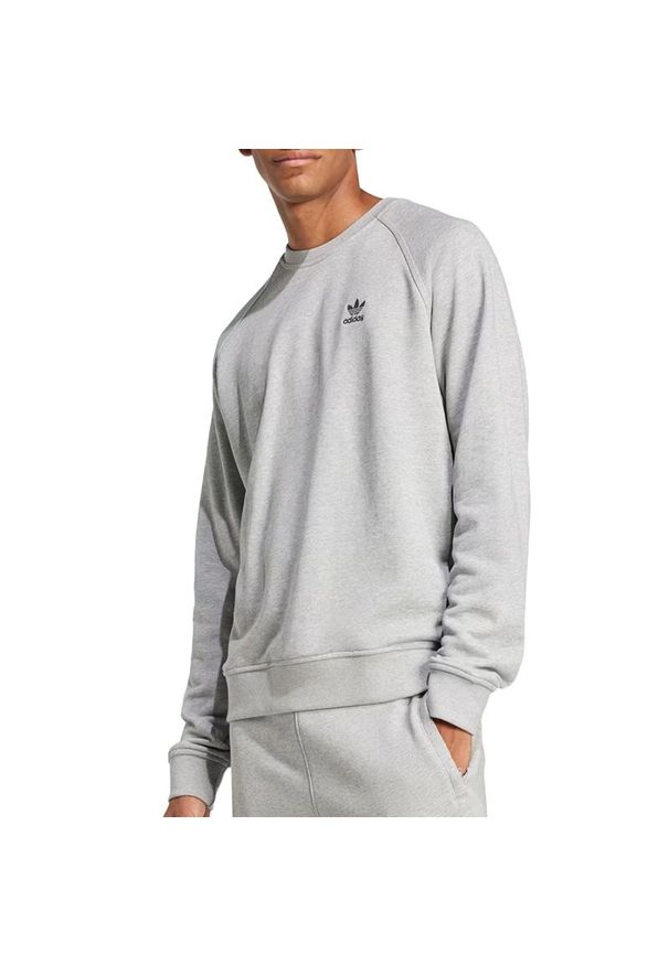 Adidas - Bluza męska adidas Trefoil Essentials Crewneck JD2413 - szara. Typ kołnierza: bez kaptura. Kolor: szary. Materiał: bawełna. Długość rękawa: raglanowy rękaw. Styl: klasyczny