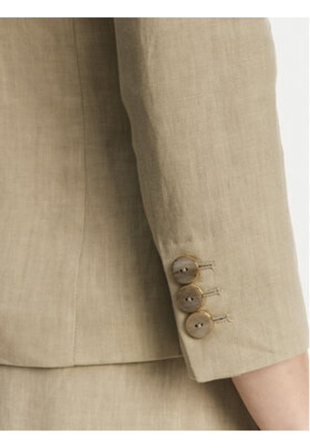 Marella Marynarka Biella 2513041062 Beżowy Regular Fit. Kolor: beżowy. Materiał: len