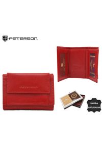 Portfel skórzany Peterson [DH] PTN RD-240-GCL czerwony. Kolor: czerwony. Materiał: skóra