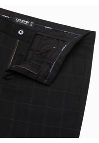 Ombre Clothing - Spodnie męskie o klasycznym kroju w delikatną kratę - czarne V5 - Rozmiar: XL. Kolor: czarny. Materiał: wiskoza, poliester, materiał. Styl: klasyczny #10