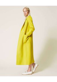 TwinSet - TWINSET - Żółty płaszcz z wełny. Kolor: żółty. Materiał: wełna. Długość: długie #3