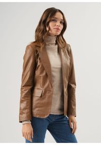Ochnik - Skórzana kurtka damska w kolorze camel. Kolor: brązowy. Materiał: skóra #3